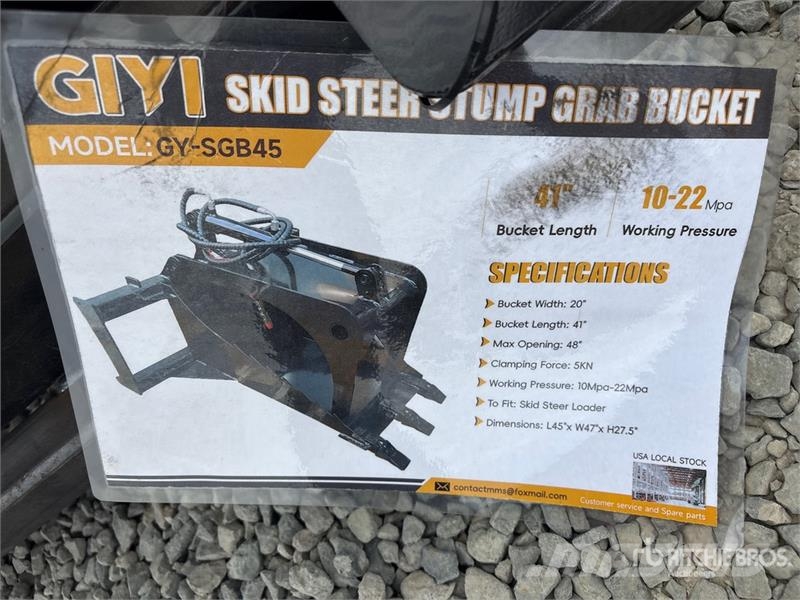 GIYI GY-SGB45 41 in Stump Skid Steer Grapple Bucke Grijpers