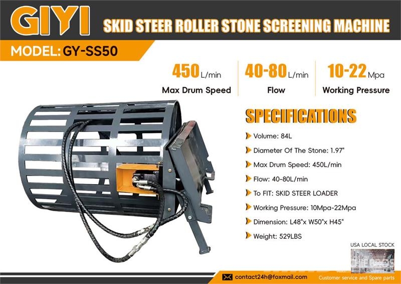 GIYI GY-SS50 Skid Steer Roller Stone Screening Mac Other components