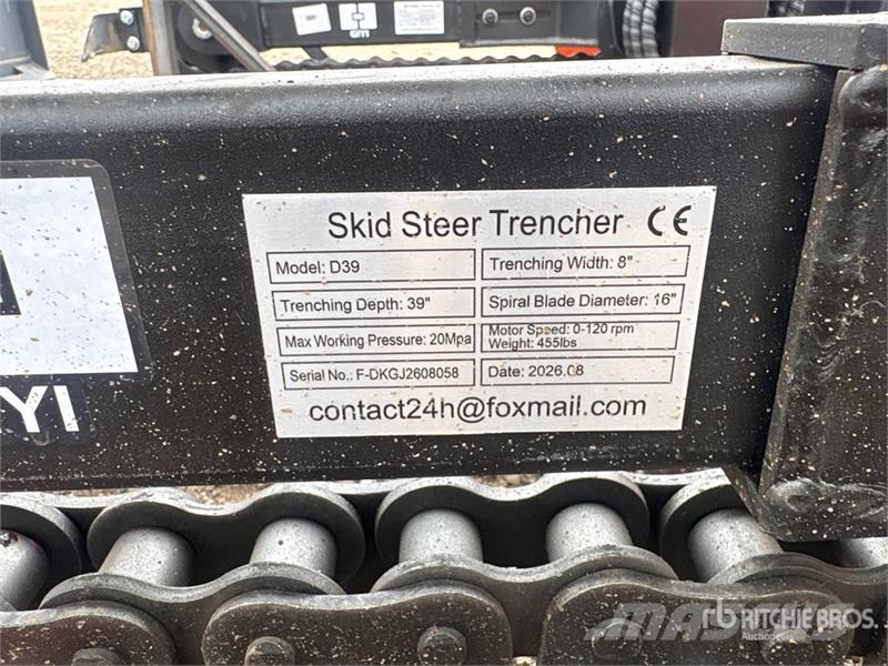  GIYI GY-Y D380 39 in Skid Steer Trencher (Unused) 트렌처
