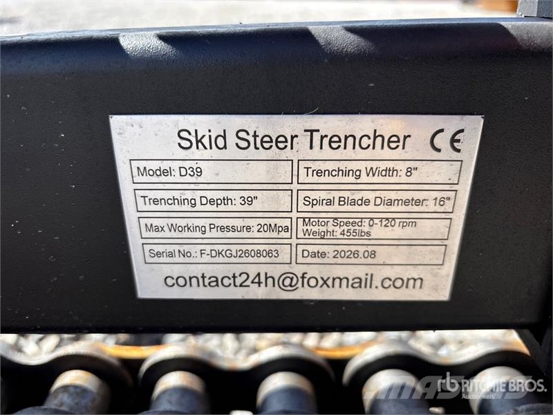GIYI GY-Y D380 39 in Skid Steer Trencher (Unused) Sleuvengravers