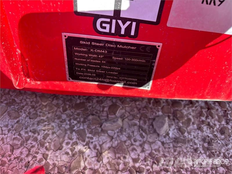 GIYI GYx-DM43 43 in Disc Skid Steer Mulcher (Unuse Mežizstrādes mulčeri