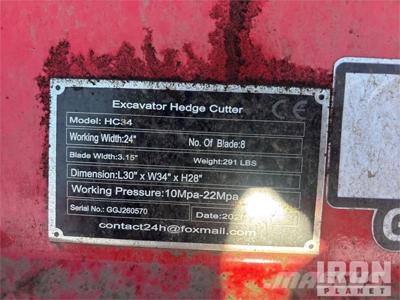GIYI HC34 24 in Excavator Hedge Cutter Otros componentes