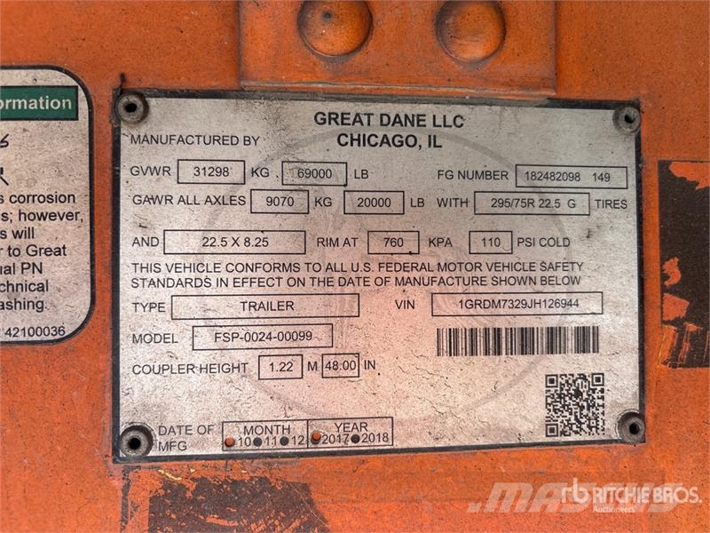Great Dane 36 ft T/A Flatbed Trailer Madelhaagised