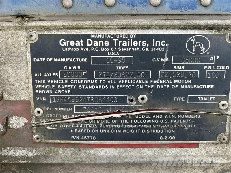 Great Dane 48 ft x 102 in T/A Van Trailer مقطورات ذات هيكل صندوقي