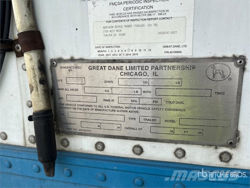 Great Dane 50 ft T/A Refrigerated Trailer Piekabes ar temperatūras kontroli