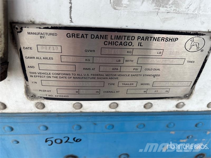 Great Dane 53 ft x 102 in T/A Refrigerated Trailer Напівпричепи-рефрижератори