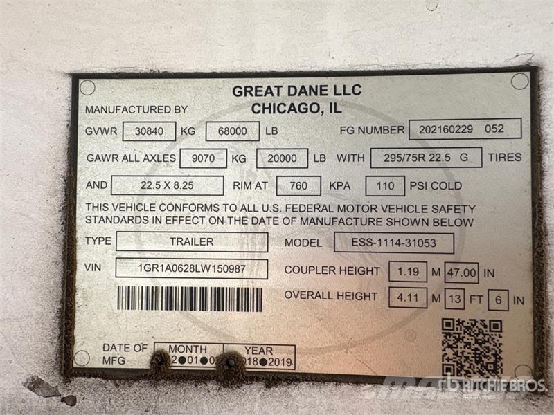Great Dane 53 ft x 102 in T/A Refrigerated Trailer Hladilne polprikolice