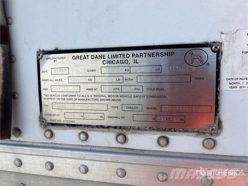 Great Dane 53 ft x 102 in T/A Refrigerated Trailer Напівпричепи-рефрижератори