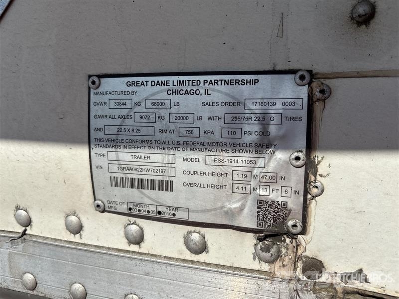Great Dane 53 ft x 102 in T/A Refrigerated Trailer Temperature controlled semi-trailers