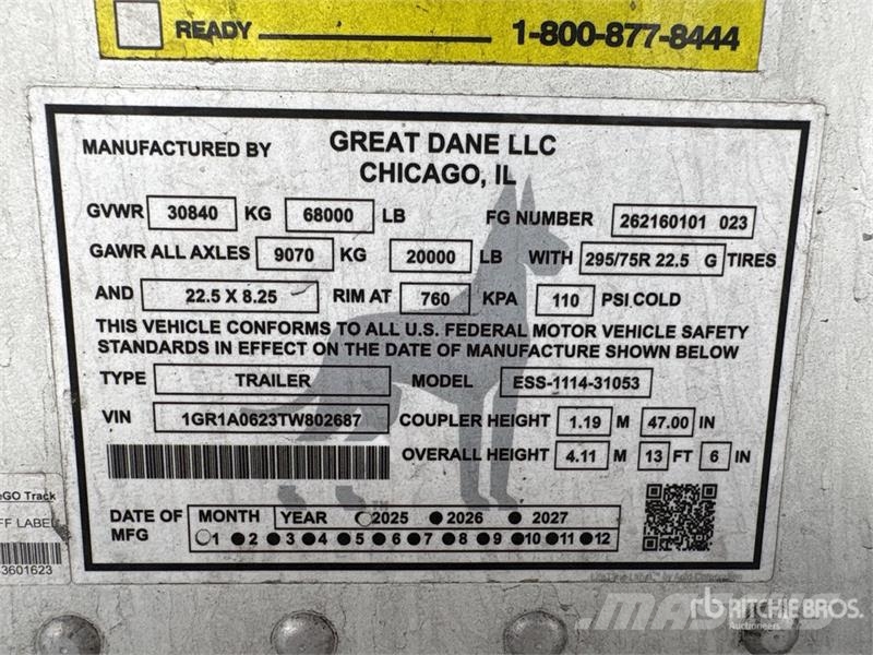 Great Dane 53 ft x 102 in T/A Refrigerated Trailer Kühlauflieger