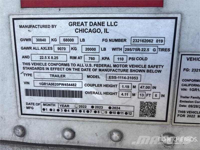 Great Dane 53 ft x 102 in T/A Refrigerated Trailer Frysetrailer Semi
