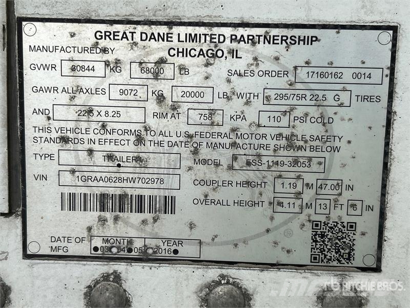 Great Dane 53 ft x 102 in T/A Refrigerated Trailer Poluprikolice hladnjače