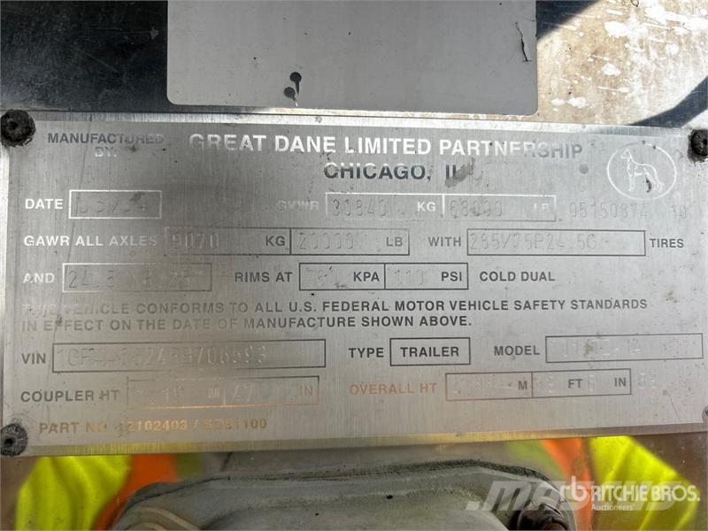 Great Dane 7011TZ-1A 53 ft x 102 in T/A Refrigerated Trailer Температурно-контролирани полуремаркета
