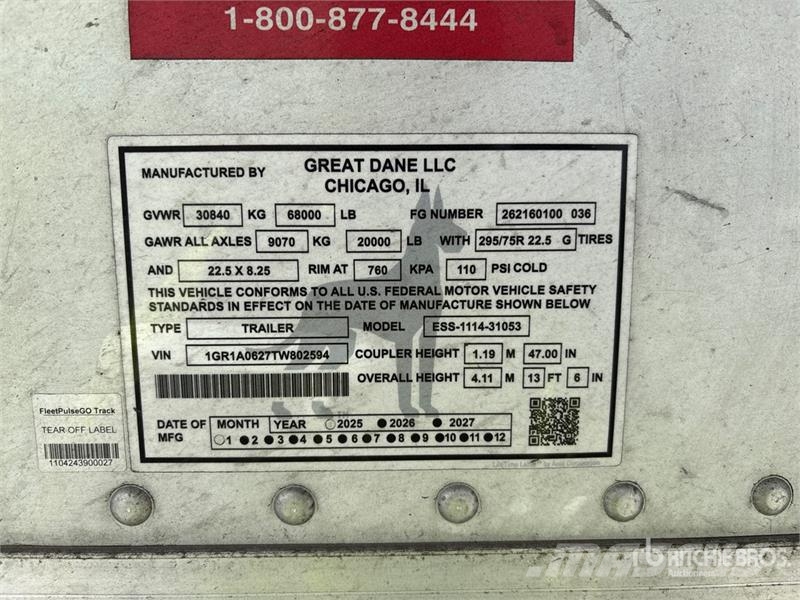 Great Dane ESS-1114-31053 53 ft x 102 in T/A Refrigerated Tra Semirimorchi a temperatura controllata