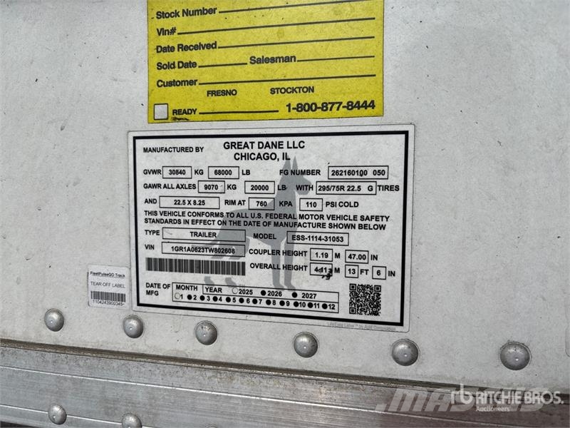 Great Dane ESS-1114-31053 53 ft x 102 in T/A Refrigerated Tra Semirimorchi a temperatura controllata