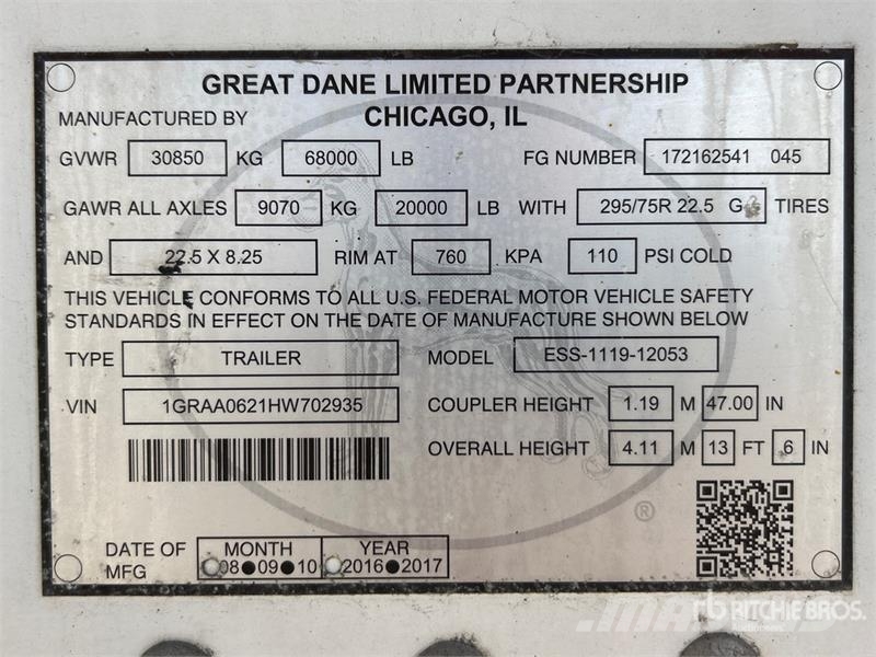 Great Dane ESS-1119-12053 53 ft T/A Multi -Temp Refrigerated Hladilne polprikolice