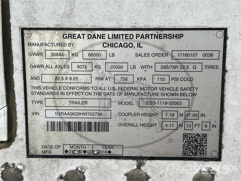 Great Dane ESS1119-32053 53 ft x 102 in T/A Multi -Temp Refri Külmikpoolhaagised
