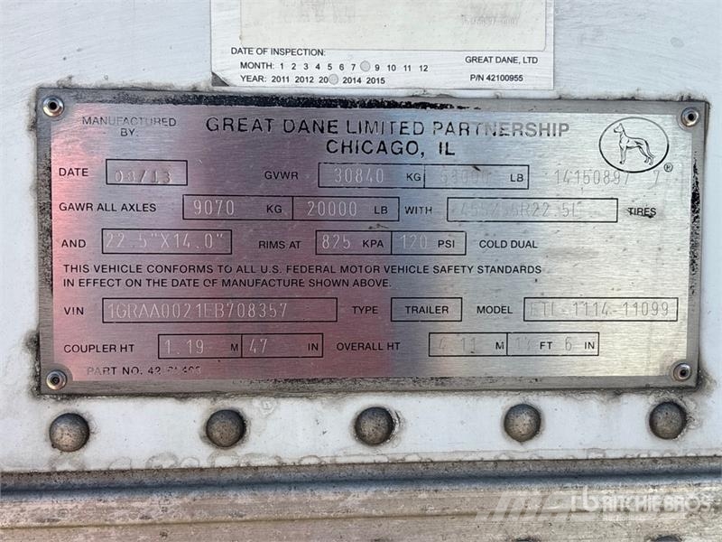 Great Dane ETL-1114-11099 48 ft x 102 in T/A Refrigerated Tra Koel-vries opleggers