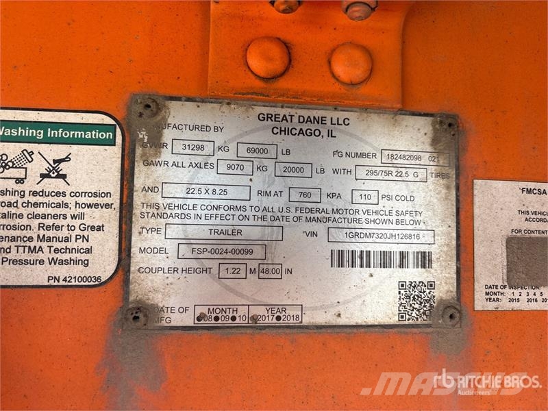 Great Dane FSP-0024-00099 36 ft T/A Flatbed Trailer Flatbed römorklar