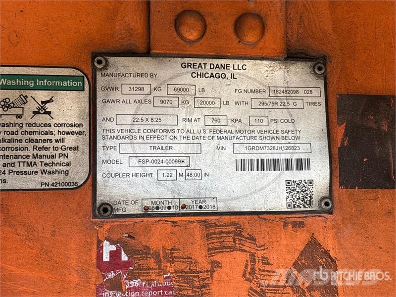 Great Dane FSP-0024-00099 36 ft T/A Flatbed Trailer 自卸半挂车