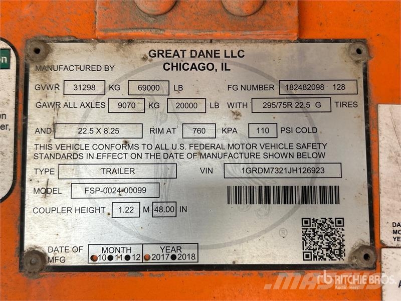 Great Dane FSP-0024-00099 36 ft T/A Flatbed Trailer Причепи-платформи/бокове розвантаження