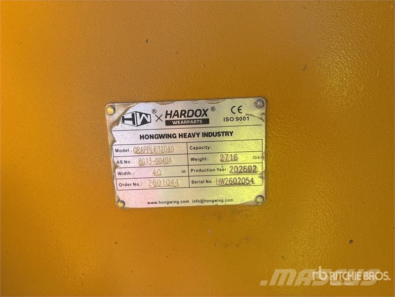 H&W GRAPPLE32040 40 in Manual Excavator Grapple - Fits Gribere