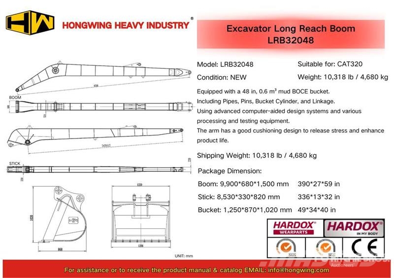 H&W LRB32048 Boom Excavator Long Reach Attachment - Fi Costruzioni - Altro