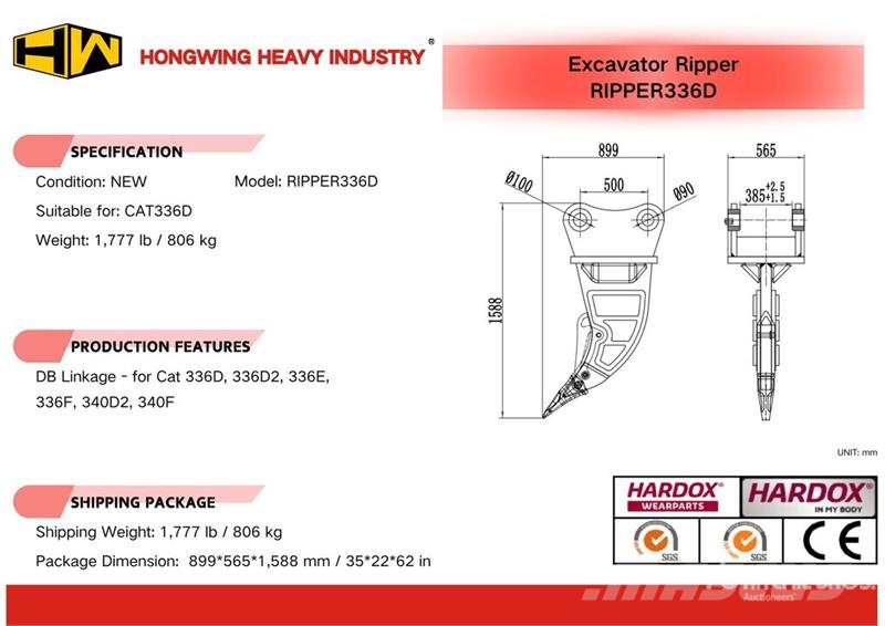 H&W RIPPER336D Excavator Ripper - Fits Cat 336D (Unuse Escarificadores