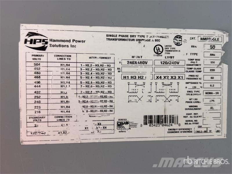 Hammond 50 kva Transformer 建設機械 - その他