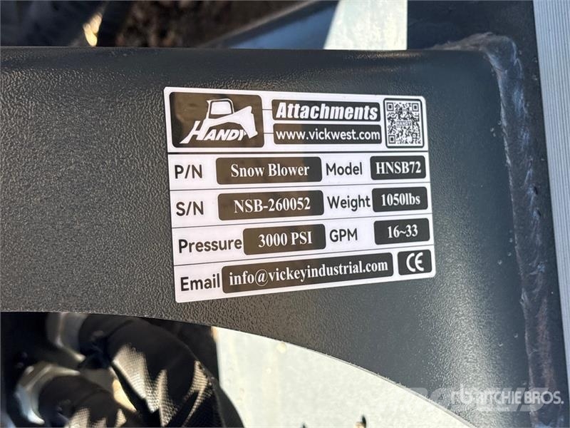 Handy HNSB72 72 in Skid Steer Snowblower (Unused) Lançadores de neve