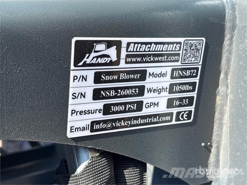 Handy HNSB72 72 in Skid Steer Snowblower (Unused) Schneefräse