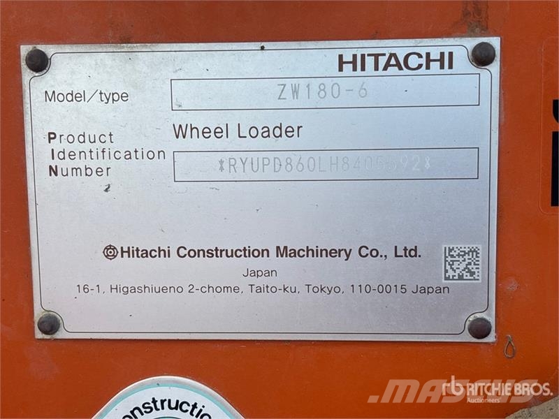 Hitachi ZW180-6 Wheel Loader Pyöräkuormaajat