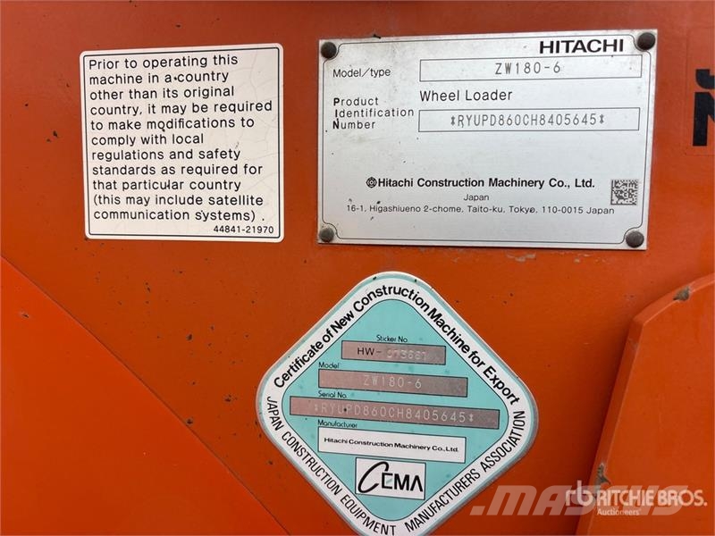 Hitachi ZW180-6 Wheel Loader Pyöräkuormaajat