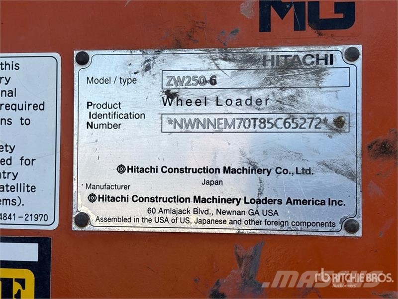 Hitachi ZW250-6 Wheel Loader Gumikerekes homlokrakodók