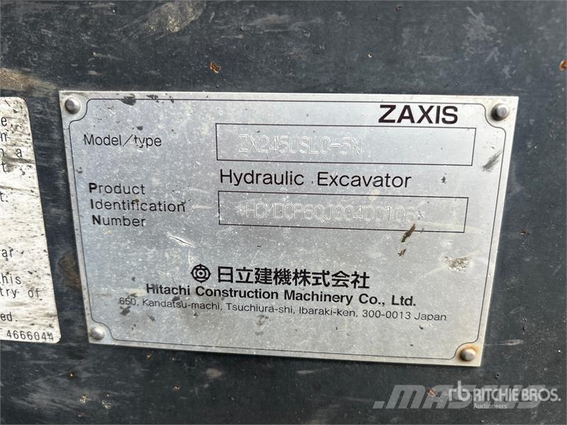 Hitachi ZX245USLC-5N Tracked Excavator Vikšriniai ekskavatoriai