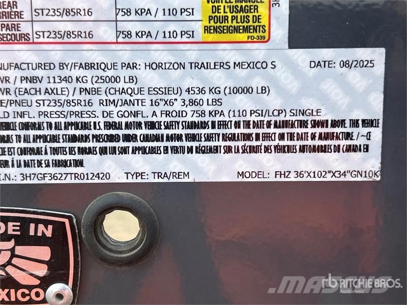 Horizon FHZ 36 ft T/A Gooseneck Equipment Trailer Auto pārvadāšanas treileri