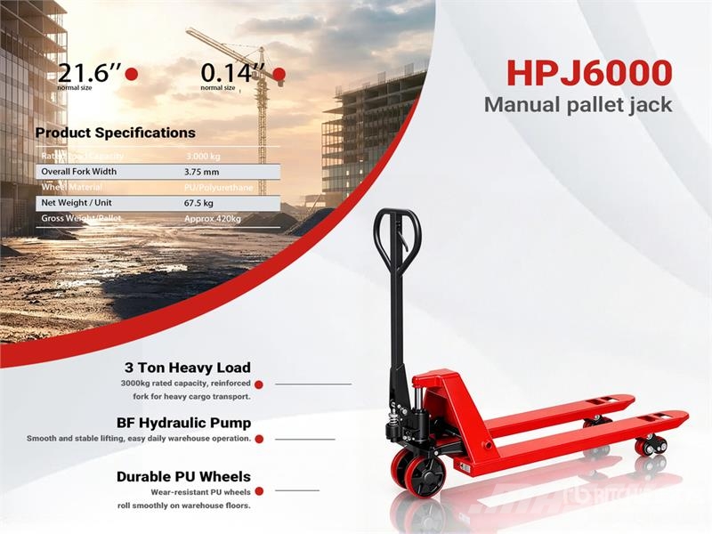  HPJ6000-RED Jack (Unused) Montacargas manual para paletas