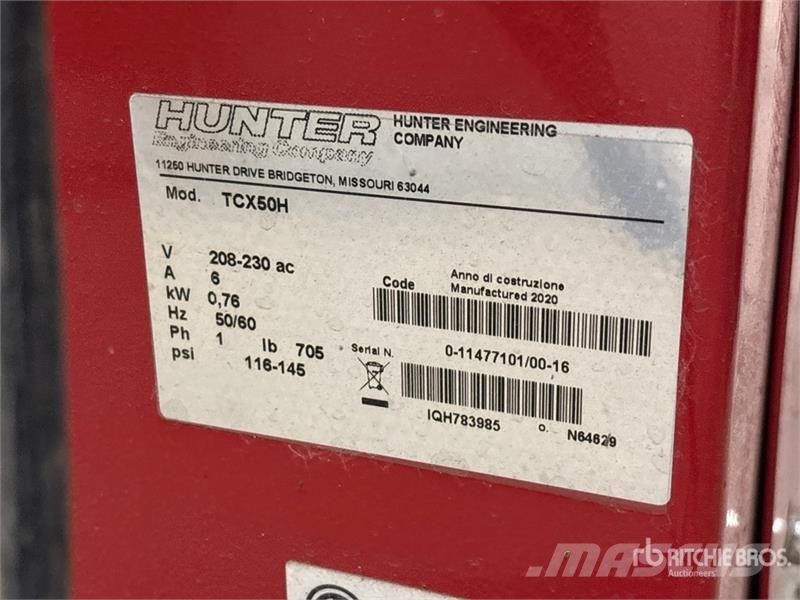 Hunter of (3) Hunter Pneumatic Tire Change Machine Otros componentes