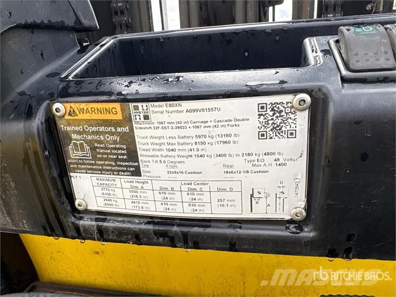 Hyster E80XN 6100 lb Electric Forklift شاحنات ذات رافعات شوكية تعمل بالكهرباء