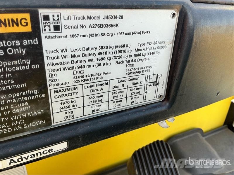 Hyster J45XN-28 4350 lb Electric Forklift Elektritõstukid