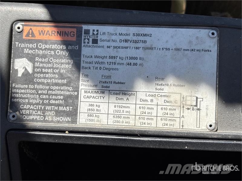 Hyster S30XMH2 Cushion Tire Forklift Diger