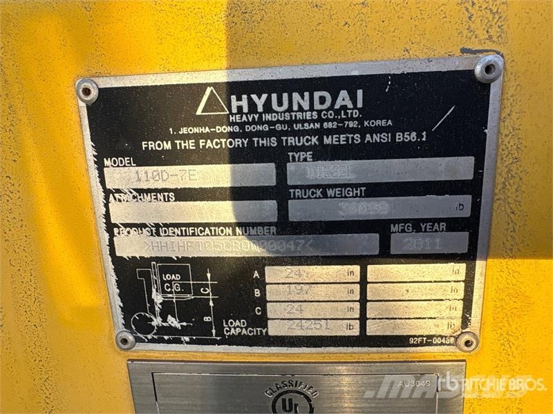 Hyundai 110D-7E 24251 24251 lb Forklift Другие складские механизмы