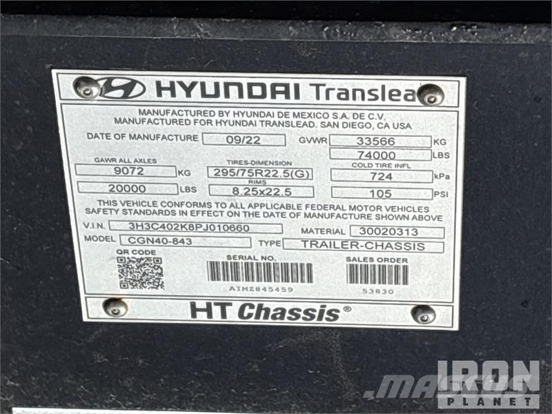 Hyundai of (5)  Hyundai CGN40-843 40 ft T/A Container Trai Konteineriekrāvēji
