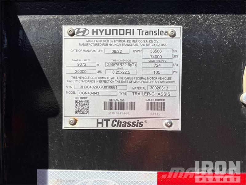 Hyundai of (5)  Hyundai CGN40-843 40 ft T/A Container Trai Konteineriekrāvēji