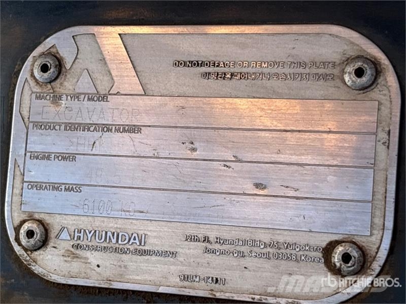 Hyundai R60CR-9A Mini Excavator Minigrävare < 7t