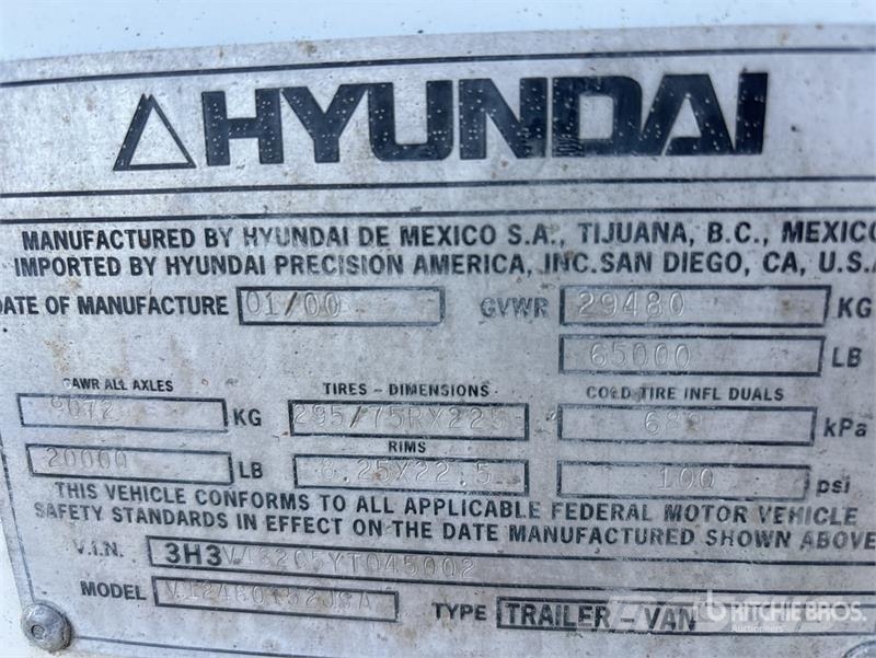 Hyundai V12480152JSA 48 ft x 102 in T/A Van Trailer Прицепы-фургоны