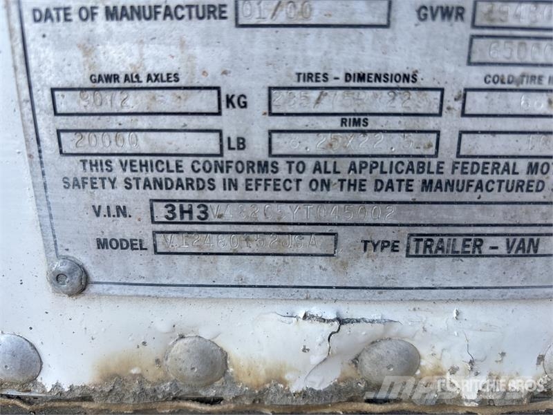 Hyundai V12480152JSA 48 ft x 102 in T/A Van Trailer Прицепы-фургоны