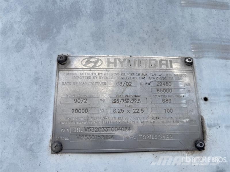 Hyundai VI2530152JSA 53 ft x 102 in T/A Van Trailer Dobozos pótkocsik