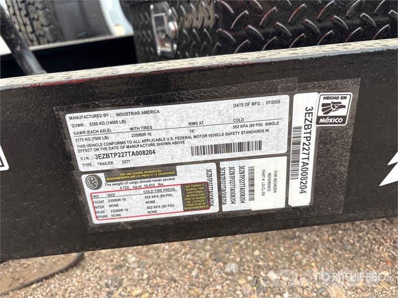 Industrias America 227T 10410 lb 19 ft T/A Tilt Deck Trailer (Unused) Low loaders