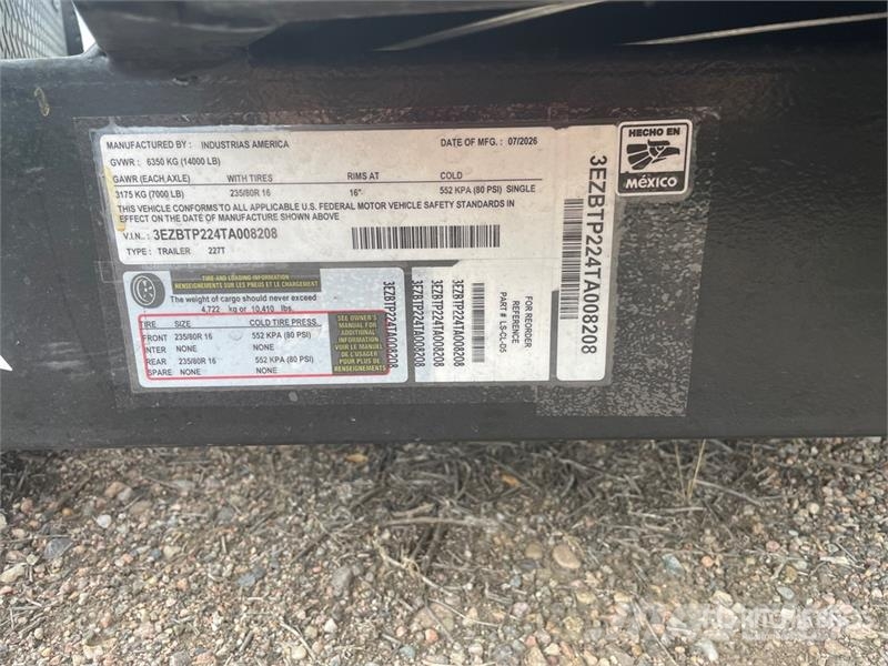 Industrias America 227T 22 ft T/A Tilt Deck Trailer (Unused) Οχήματα με χαμηλό δάπεδο